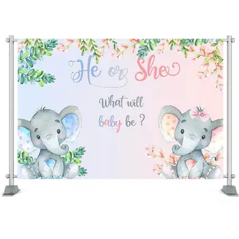 Slon Rodovej Odhaliť Pozadie Ružové alebo Modré Kvety Slon Baby Sprcha Pozadí On alebo Ona Baby Sprcha Strany Banner Dekor