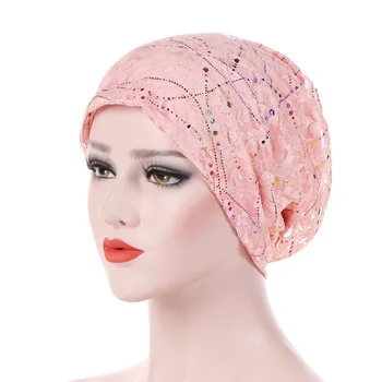 Arabské zábal klobúk Lete hlavu hidžáb tenké čipky moslimských klobúk jednofarebné bavlnené hidžáb čiapky elegantná dáma turbans kapoty femme Vnútorné Hidžáb