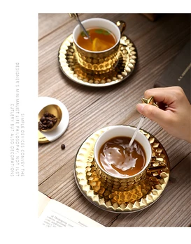 European high-grade kosti čína hrnček s lyžičkou keramické šálku kávy ručne maľované zlato raňajky šálku čaju