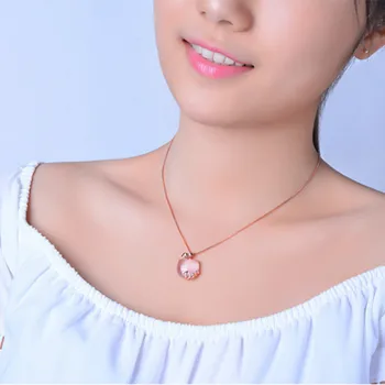 Prírodné Ružové Jade Apple Náhrdelník Prívesok 925 Striebro Módne Šperky Chalcedony Amulet Darčeky pre Ženy