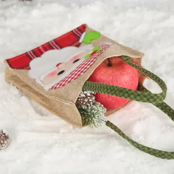 1Pcs Nový Rok, Vianoce, Darček Taška Santa Vyšívané Imitácia Bielizeň Tote Dekorácie Pre Domov Skladovanie Candy Bag Hot Predaj Na Sklade