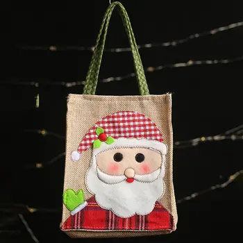 1Pcs Nový Rok, Vianoce, Darček Taška Santa Vyšívané Imitácia Bielizeň Tote Dekorácie Pre Domov Skladovanie Candy Bag Hot Predaj Na Sklade