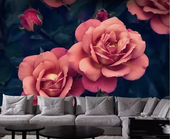 Beibehang Vlastnú tapetu je krásne, ručne maľované rose, TV joj, stena obývacia izba, spálňa pozadí nástenné maľby, 3d tapety