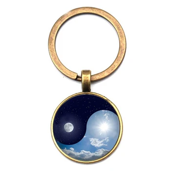 Kúzlo Tai Chi, Yin Yang Mesiac Sky Prívesok Keychain Módne Yin Yang Deň Noc LOGO Keyring Šperky, prívesok na Párty Darček, Suvenír