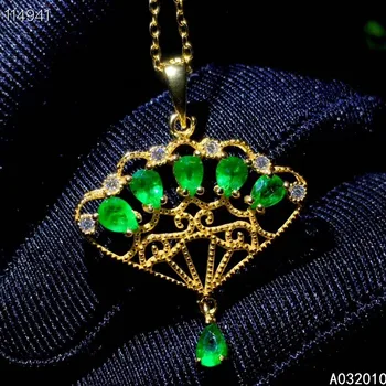 KJJEAXCMY Jemné Šperky 925 Sterling Silver vykladané Prírodné Emerald Žena je krásna nová Prívesok Náhrdelník Podporu test