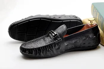 2019 Nový Krokodílej Kože Mens Loafer Ploché Topánky Luxusné Príležitostná Obuv Vysoko Kvalitnej Pravej Kože Muž Sklzu Na Pánske Jazdy Topánky