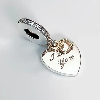 925 Sterling Silver Kúzlo Srdca Vás Milujem Prívesok Fit Ženy Pandora Náramok & Náhrdelník Diy Šperky