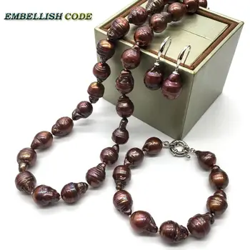 Hnedá káva farebný náhrdelník náramok háčik náušnice normálnej veľkosti baroková perla nastaviť nucleated flameball tvar Sladkovodné Špeciálne