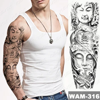 Veľké Arm Tattoo Rukáv Geisha Krásy Demon Nepremokavé Dočasné Tatto Nálepky Telo Buddhu Umenie Plné Falošné Tetovanie Ženy Muži