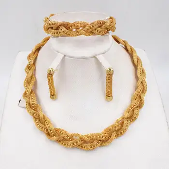 NOVÝ DIZAJN, Vysoká Kvalita Ltaly 750 Zlatá farba Šperky Set Pre Ženy, afriky korálky šperky módny náhrdelník nastaviť náušnice šperky
