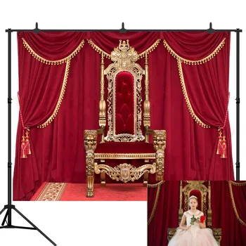 Royal Gold trón Fotografie Pozadia Baby Sprcha Narodeninovej Party Dekor Tortu Tabuľka Banner Foto pozadie Stánku Štúdio