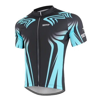 Blue gradient geometrické línie horských priedušná retro cyklistika dres horských tričko cestnej bike Cyklistické tričko ženy jersey