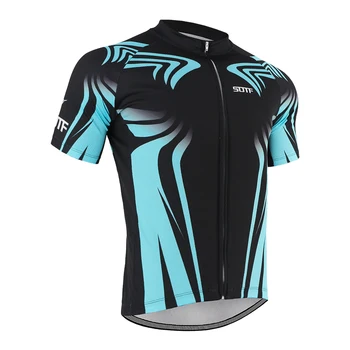Blue gradient geometrické línie horských priedušná retro cyklistika dres horských tričko cestnej bike Cyklistické tričko ženy jersey