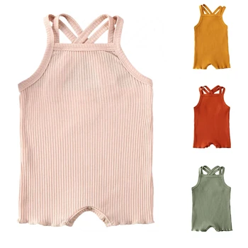Novonarodené Dieťa, Chlapec, Dievča, Potápačské Bez Rukávov Backless Sunsuit Letné Oblečenie Set Oblečenia