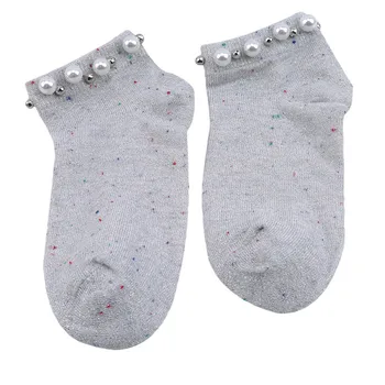 2021 vintage Ponožky Letné Žena fenku Lesk Shiny Pearl Tenké Ponožky Perličiek Gázy Členok Sox Priedušná