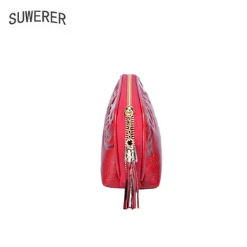 SUWERER 2020 Ženy, Originálne Kožené tašky, módne luxusné top cowhide Luxusné Razba spojka tašky pre ženy kožené kabelky
