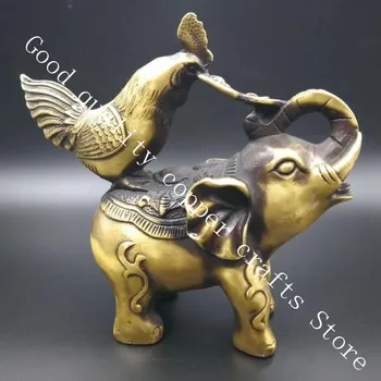 Čína mosadz domov dekoratívne kohút a slon umenie, remeslá socha