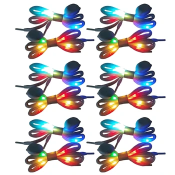 6 Párov LED Svetlo, Až Šnúrky s Multicolor Blikajúce Nepremokavé Šnúrky Auta J2HD