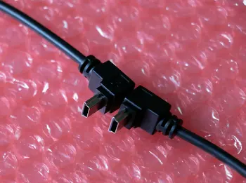 2 ks / 1 pár Mini usb b Female to male 5pin 180 HORE + Dolu Uhol konektor, adaptér, kábel Dátový Nabíjací Kábel linke 20 cm