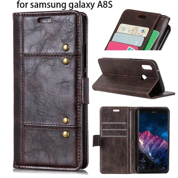Pre Samsung galaxy A8S luxusný mobilný telefón pripojiť stojan prípade pure color Galaxya8s pu kožené ochranný kryt fundas capa