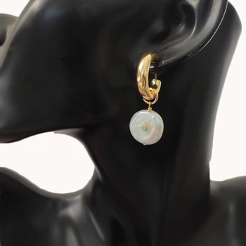 Nádherné Módne Sladkovodné Pearl Náušnice Jedinečné Ploché Prírodné Perly Tvorivé Crystal Embellishment Pre Ženy Strany Šperky