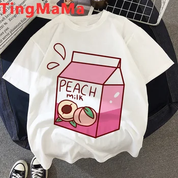 Peach T Shirt Ženy Kawaii Letné Top Cartoon T-shirt Šťavy Zábavné Grafické Estetické Plus Veľkosť Grunge kórejský Štýl Tričko Žena