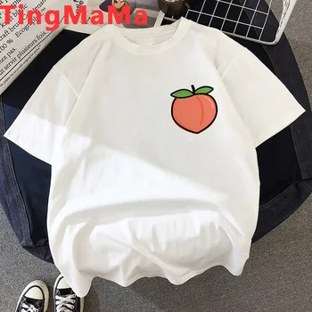 Peach T Shirt Ženy Kawaii Letné Top Cartoon T-shirt Šťavy Zábavné Grafické Estetické Plus Veľkosť Grunge kórejský Štýl Tričko Žena