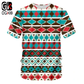 OGKB Zábavné Geometrický Vzor 3D Vytlačené T Košele Muži Fashion Tričko Bežné Cartoon Pixel Style Krátky Rukáv T-shirt Plus Veľkosť