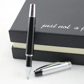 Vysoko kvalitný kovový Roller guličkové Pero, Čierna Perá Strieborný Klip Rollerball Luxusné Kovové Pero na Písanie Dodávky kancelárske potreby