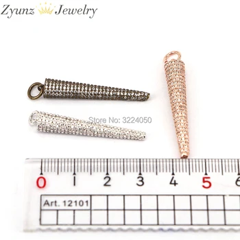 5 KS ZYZ175-9451 Micro Pave CZ bullet bod prívesok, Krátke spike bod crystal spevnené kovový prívesok charm
