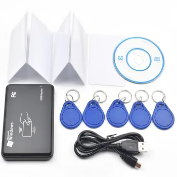 125KHz USB Bezkontaktný Prístupový Inteligentných RFID ID Karty, Čítačky a Spisovateľ Kopírka+5 ks EM4350 T5577 Značky karty+ CD so Softvérom