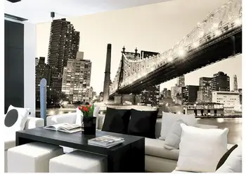 Prispôsobený foto tapety 3d nástenné maľby, tapety Čiernej a bielej krajiny most steny v obývacej izbe papiere domova