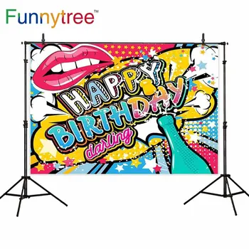 Funnytree pozadia pre fotografovanie studio Happy birthday party pery farebné Graffiti odborné zázemie photocall prop