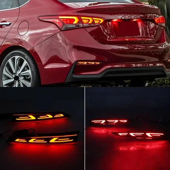 Pre Hyundai Akcent 2017-2019 LED Zadný Nárazník Reflektor Brzdové Svetlo Hmlové Svetlo Lampy Indikátor, Svetlá zadné svetlá