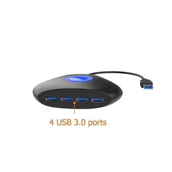 USB 3.0 HUB, Vysoká Rýchlosť Prenosu Multi-function 4 Port Splitter pre Notebook PC Príslušenstvo