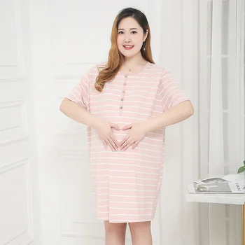 Bavlna veľkosť materskej nightdress 150kg lete dojčenie pyžamo feedin tehotná žena odev