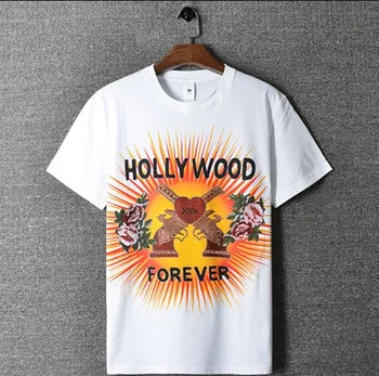 Vysoká Nové 2018 Novinka Mužov Hollywood Lásky kvet, T Košele T-Shirt Hip Hop Skateboard Parkour Ulici Bavlna T-Shirts Tee Top #G32