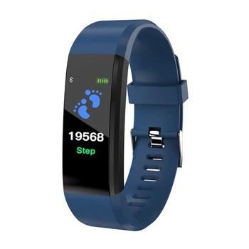 115plus Inteligentný Náramok Fitness Tracker Počítadlo krokov Smartband Anti-Stratil Hovor Pripomienka pre Android IOS(modrá)