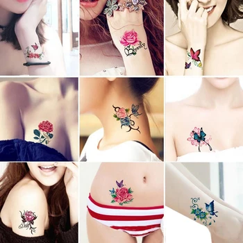 66Pcs Kvet, Motýľ Body Art Dočasné Tetovanie Nálepky Nepremokavé Tetovanie Pre Ženy, Dievčatá 6*6typ