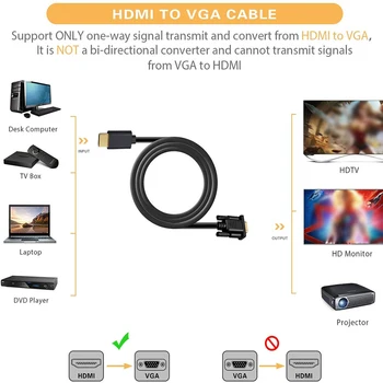 1/1.5/1.8 m kompatibilný s HDMI na Kábel VGA HD-15 D-SUB Video Adaptér, Kábel pre PC HDTV Monitorom