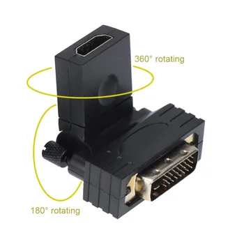 360 Stupeň Rotácie 24+1pin DVI-D Male HDMI Žena Converter Adaptér Digitálny Video Signál, 24K pozlátený Konektor