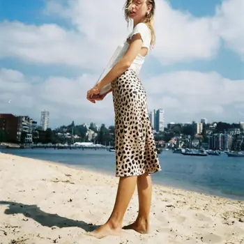 2019 NOVÉ Elastické Skladaný Leopard Tlač Módne Sukne s Vysokým Pásom Dlhé Sukne Krátke Ceruzku Sukne Bežné Sukne