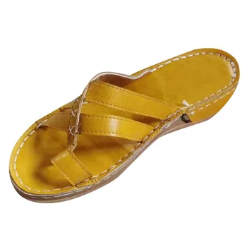 Priame dodávky Letné dámske papuče na rovnou podrážkou, vyrobené z umelej kože Klin každodenné Flip Flops platformu 2020#s