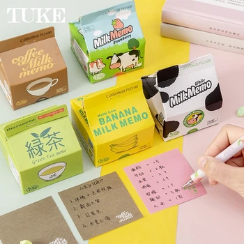 Kreatívne Kawaii kórejský Mlieko Box N-krát Memo Pad Poznámka Správu Papier Značky Kartu Zápisníky Školského Úradu, kancelárske potreby