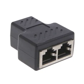 1 2 Spôsobmi LAN Ethernet Sieťový Kábel RJ45 Žena Splitter Konektor, Adaptér pre Notebook Dokovacie Stanice