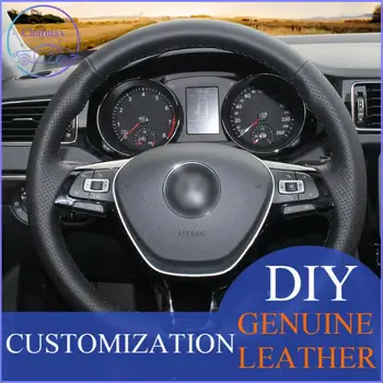 Pre VW Golf 7 Mk7 Polo ručne šité volant, kryt čiernej umelej kože Anti-slip fit celú sezónu