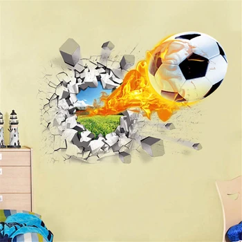 Kreatívne Futbalový Oheň Cez Stenu Dekoračné Samolepky Na Stenu, Tapety, Spálne, Obývacia Izba Dekor Domáce Dekorácie Príslušenstvo