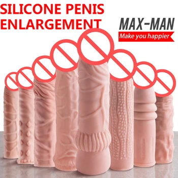 Silikónové Penis Rukávy Opakovane Penis Krúžok Mužský Penis Rozšírenie Dospelých Sex Produkty Oddialenie Ejakulácie Nepremokavé Sexuálne Hračky
