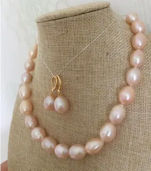 Móda nové designFashion nový 12-13mm south sea barokový ružová perlový náhrdelník &náušnice nastaviť