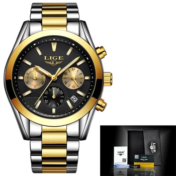 2020 Nové LIGE Mužov Sledujte najlepšie Luxusné Značky Nepremokavé z Nerezovej Ocele, Quartz Hodinky Pánske Športové Fashio Black Hodiny je Reloj Masculino